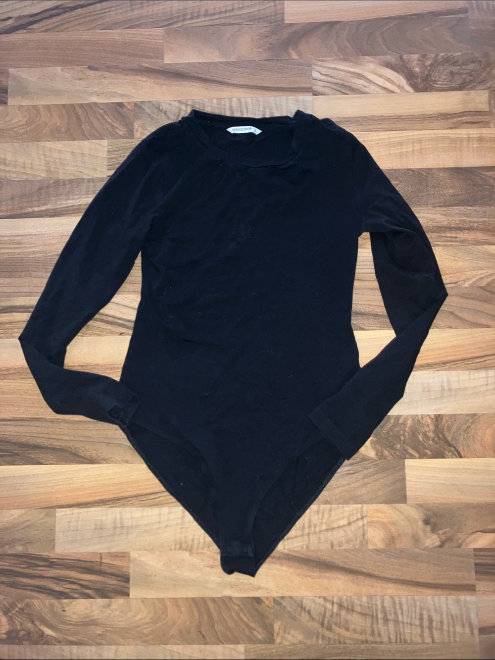Mangopop Long sleeve black crewneck, bodysuit women’s size S